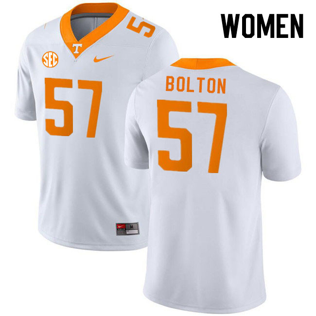 Women #57 Ben Bolton Tennessee Volunteers College Football Jerseys Stitched Sale-White - Click Image to Close